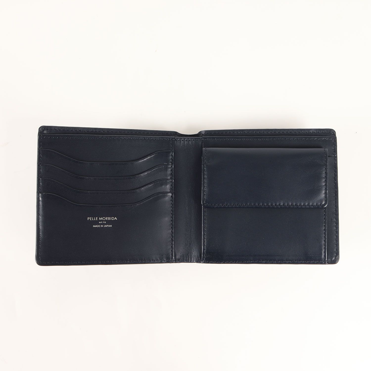 ペッレモルビダ　PELLE MORBIDA 二つ折り財布　ネイビー PELLE MORBIDA ペッレ モルビダ 財布 ネイビー 紺 / リザード