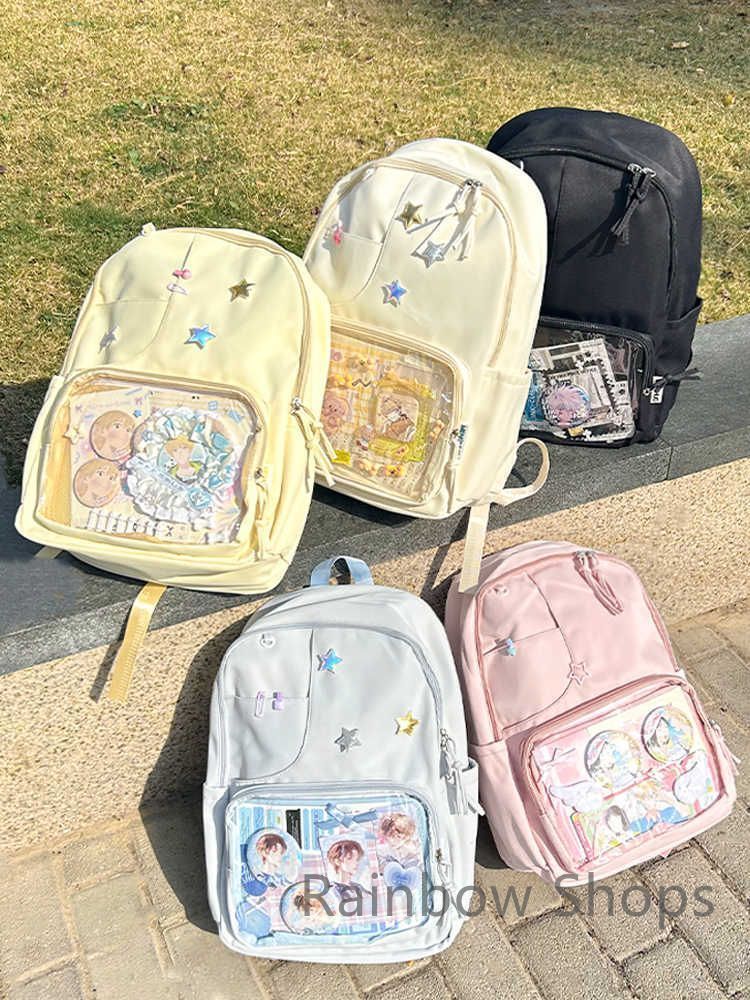 学園 透明 バッジ 大容量 痛バッグ 学生 リュック 女 bDtt386