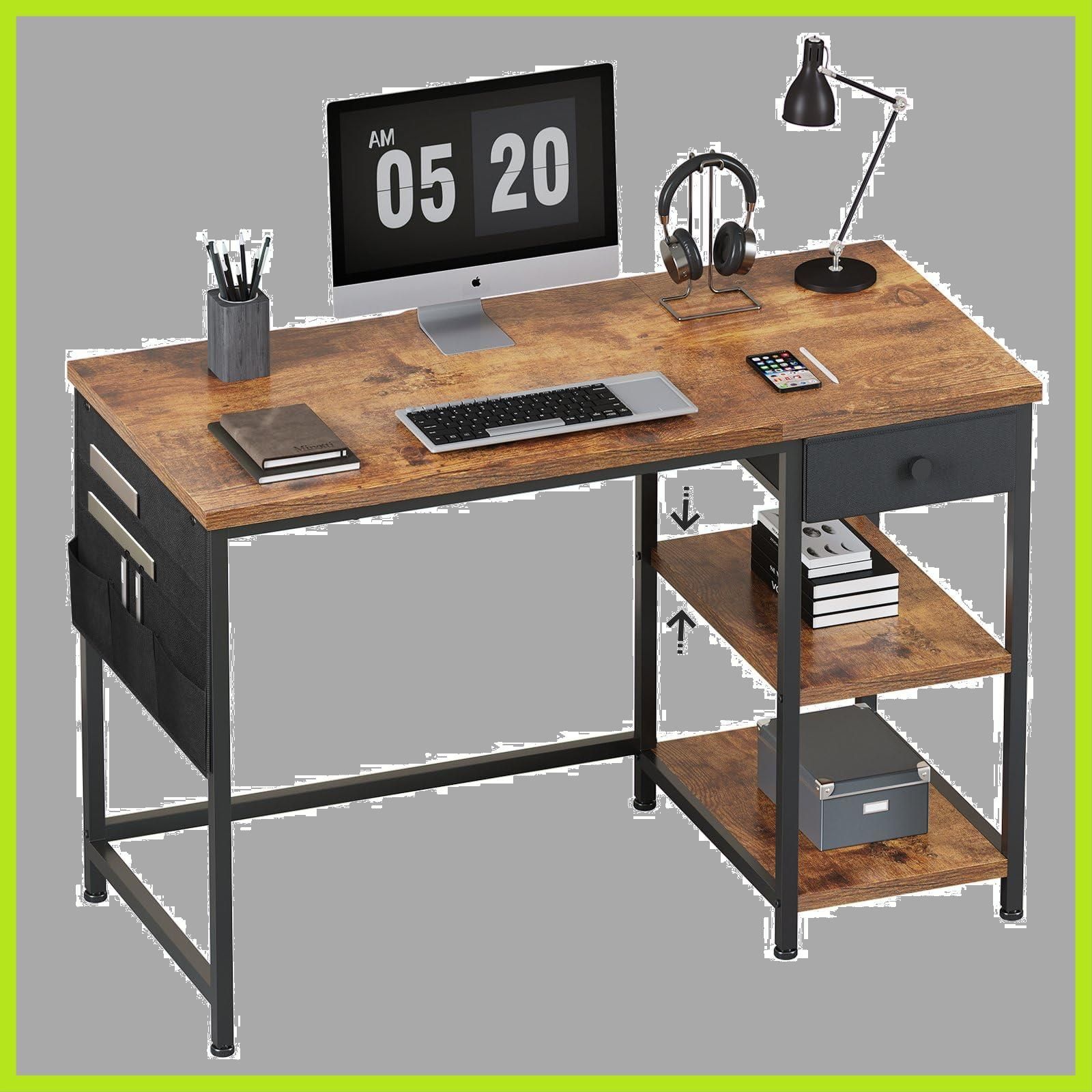 Maihail】デスク幅120 机 pcデスク 引き出し付き ヴィンテージ デスク