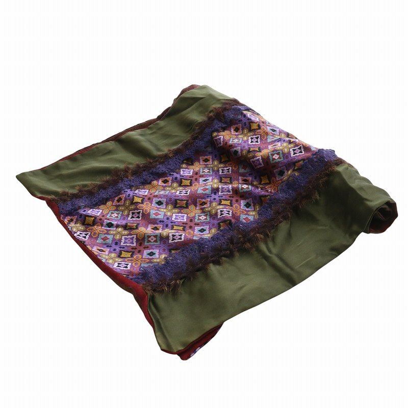 エトロ ETRO ストール マフラー ウール シルク混 切り替え 総柄