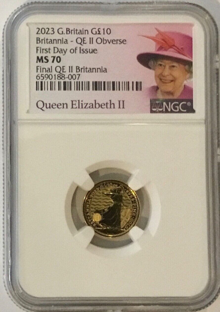 2025 British 1|10oz G Britannia Elizabeth 11 NGC MS70 First Day Issue