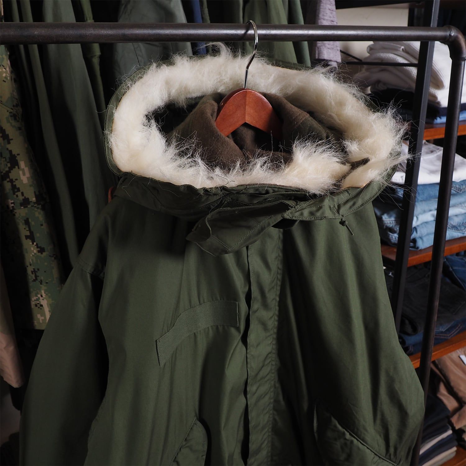 デッド 70s m65 パーカー フード us army 新品 フードのみ 77 デッドストック 70s M-65 フィッシュテールパーカ M フルセット 70s