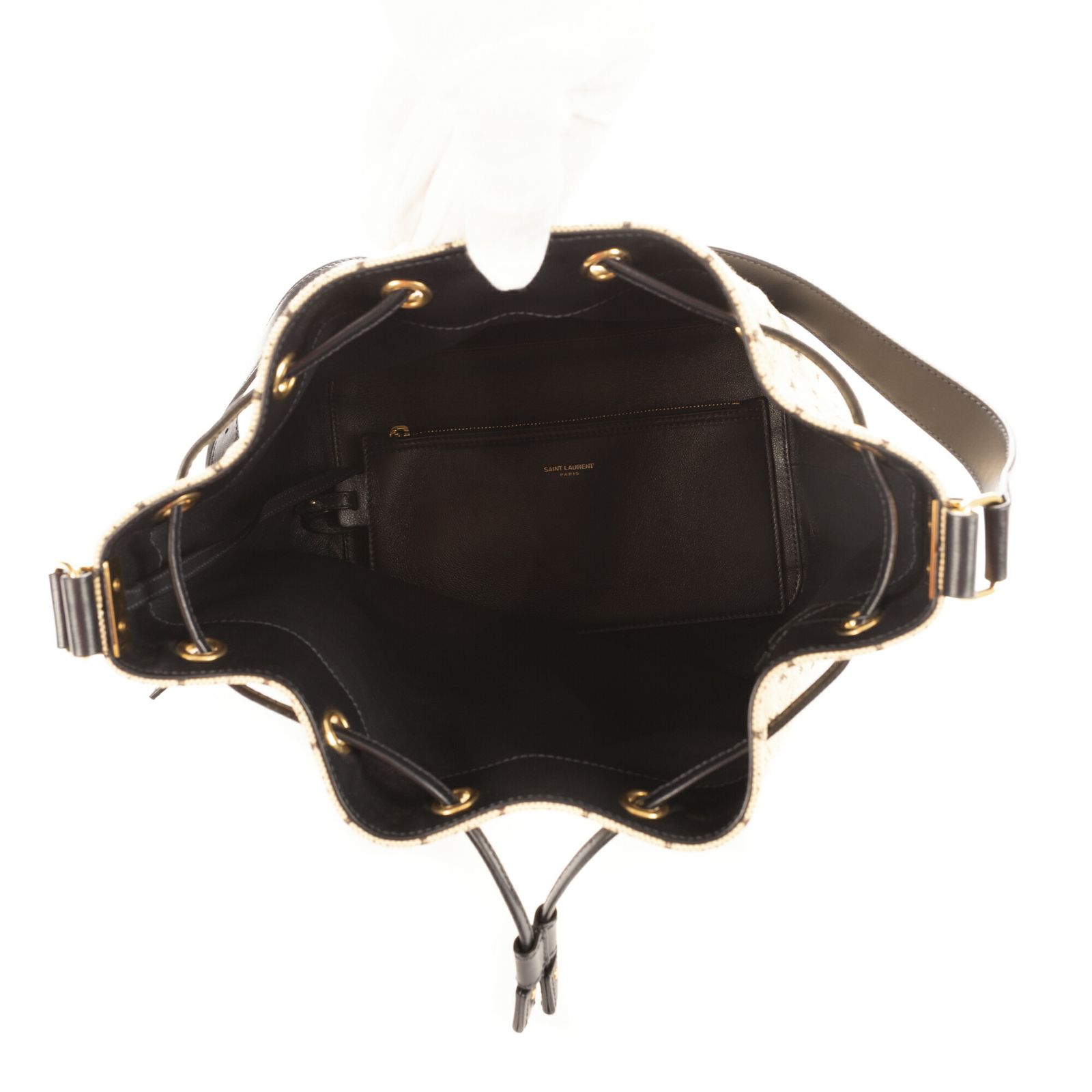 YVES SAINT LAURENT イヴサンローランバケットオールオーバーベージュオールオーバーキャンバスN DECORATOM_COM_BR