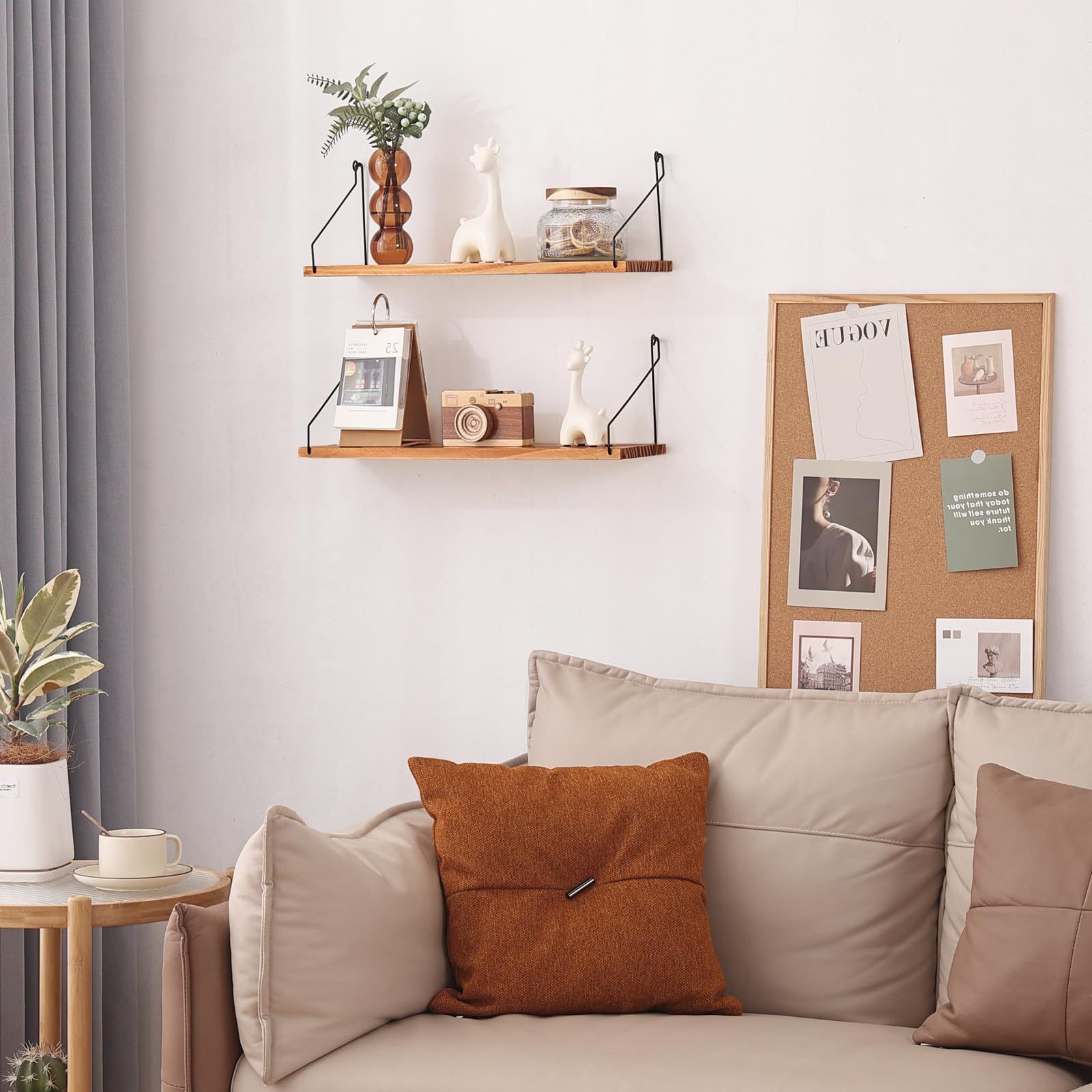 パイン材 壁掛け棚 賃貸 壁 棚 穴あけない 50+50cm2点セット ウォール