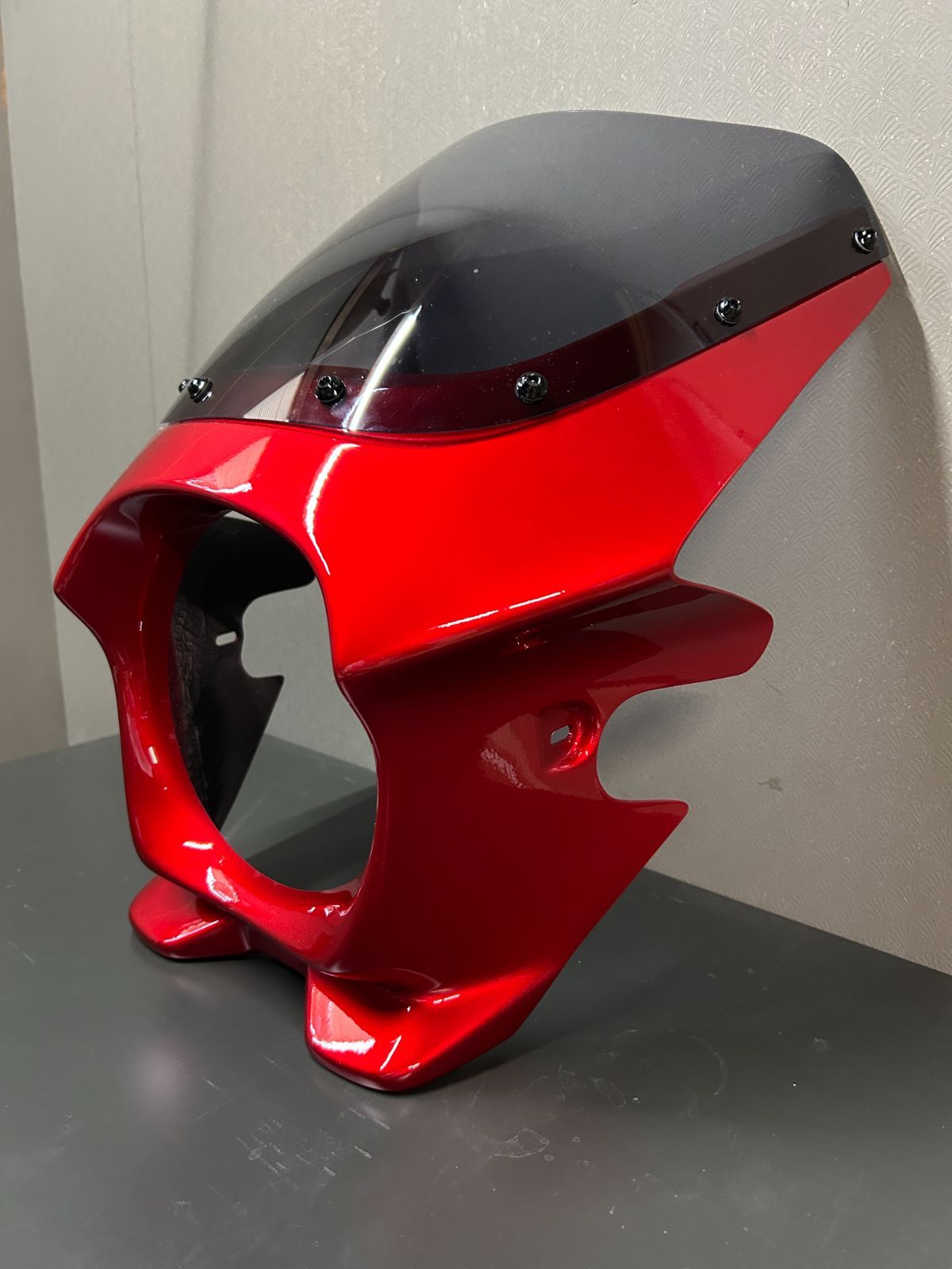鏡面仕上げ Z650RS 設計 日本製 ビキニカウル キャンディミディアムレッド 純正色 ショートスクリーン スモーク マウントボルト ボルト類一式付属