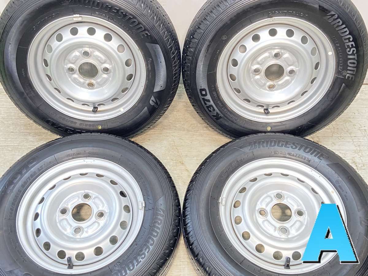 145/80R12 80/78LT nブリヂストン K370 nダイハツ純正  n12x4.0  100-4穴 n中古タイヤ サマータイヤ ホイールセット 4本セットn s12240628011