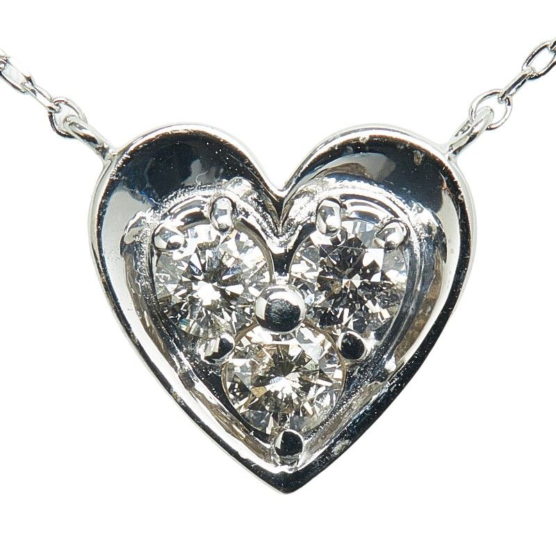 ハート モチーフ ペンダントネックレス K18WG ホワイトゴールド  