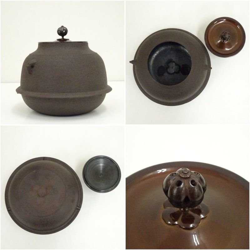 釜師 金森紹栄造 唐銅風炉 真形釜添（釜鐶付）（保護箱） 茶道