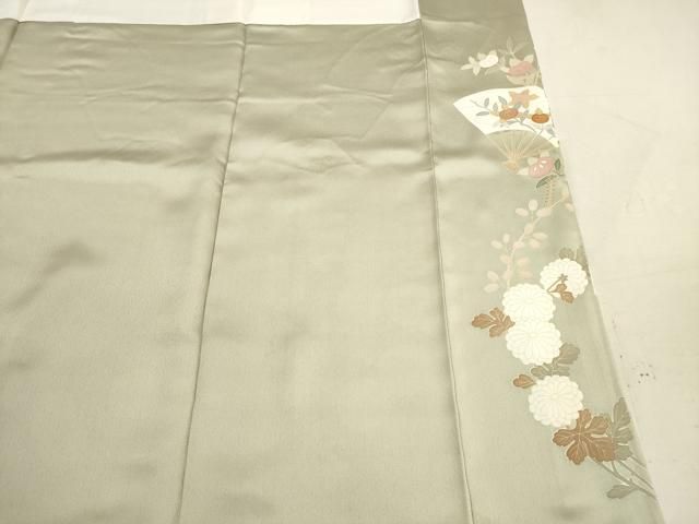 平和屋着物□豪華色留袖 駒刺繍 扇面花文 金彩 正絹 逸品