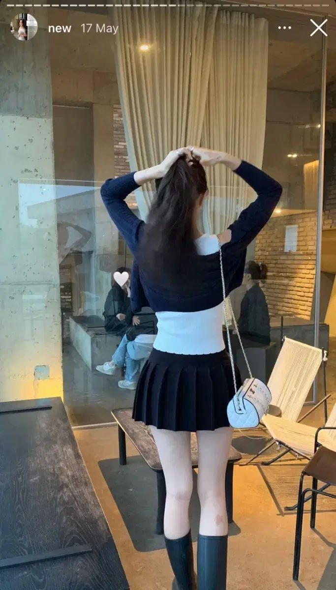 Siye シイェ ニットプリーツ スカート ブラック