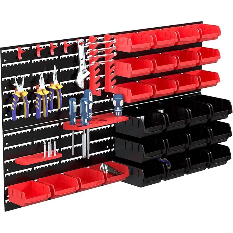 KOOPRO 工具収納ケース ツールボックス 小物 工具入れセット パーツ収納 工具差し フック 壁掛けボード ガレージ 工場作業場 家庭ワークショップ DIY