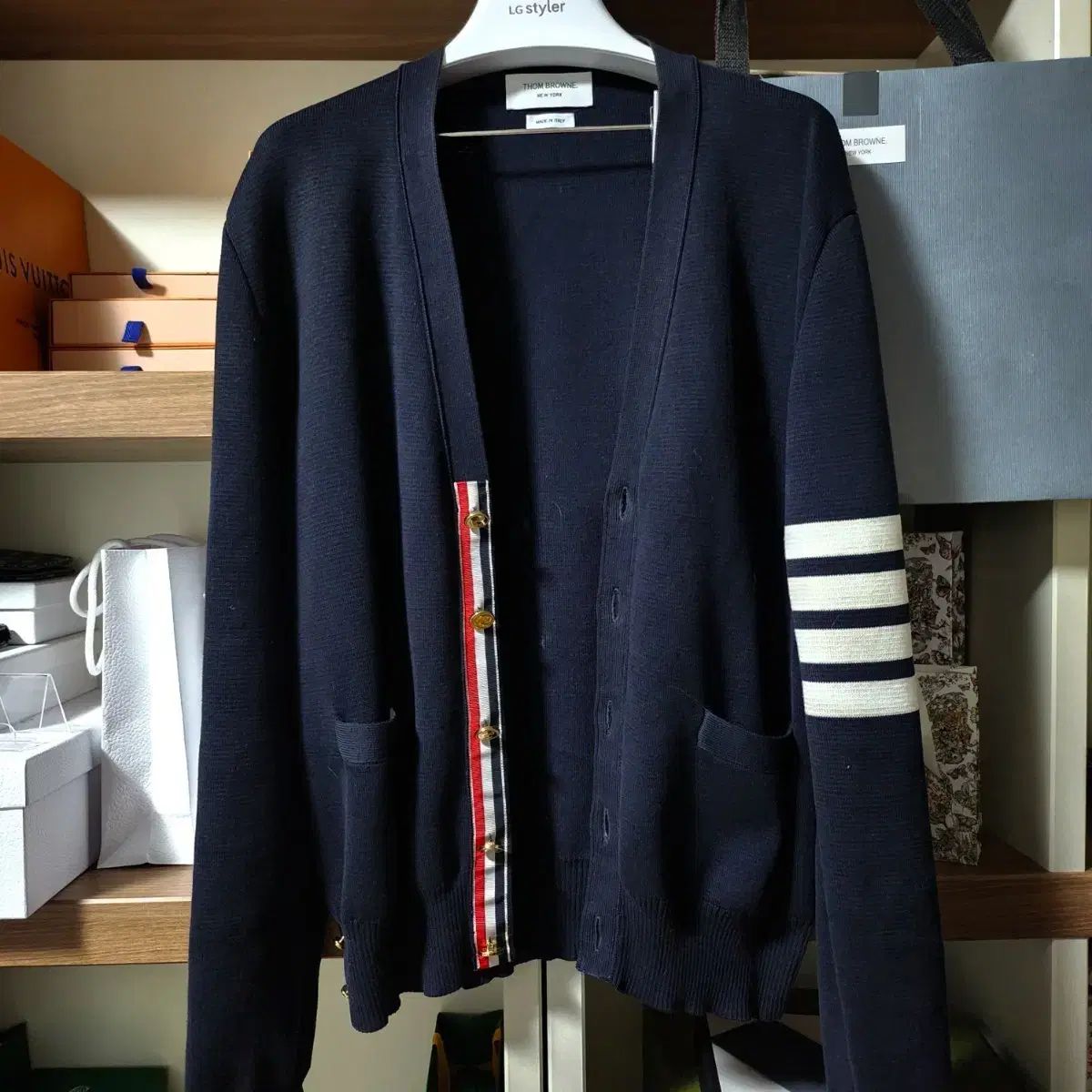 正規品 Thom Browne トム ブラウン ミラノステッチ ゴールド カーディガン 2 サイズ ネイビー