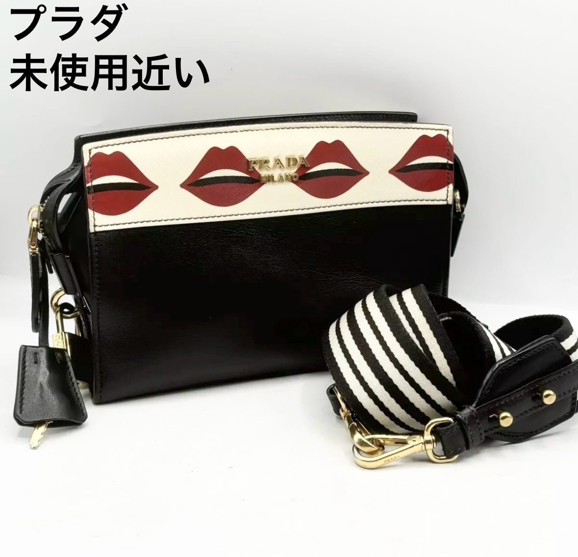 プラダ PRADA 未使用近い ショルダー クラッチ バッグ レザー 