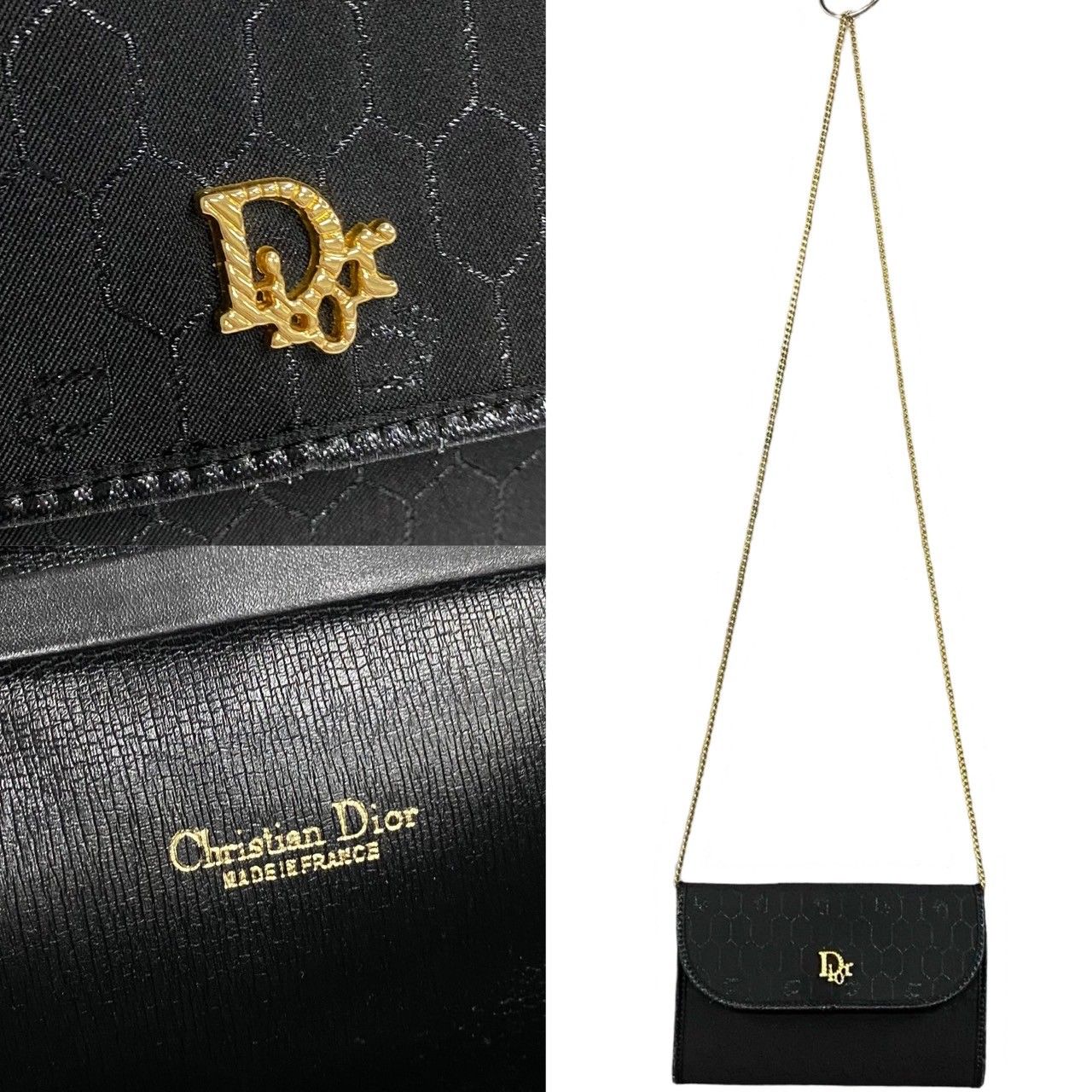 極 美品 Christian Dior ディオール トロッター 柄 ロゴ 金具 レザー キャンバス チェーン ミニ ショルダーバッグ ポシェット 黒  d75-8 - メルカリ