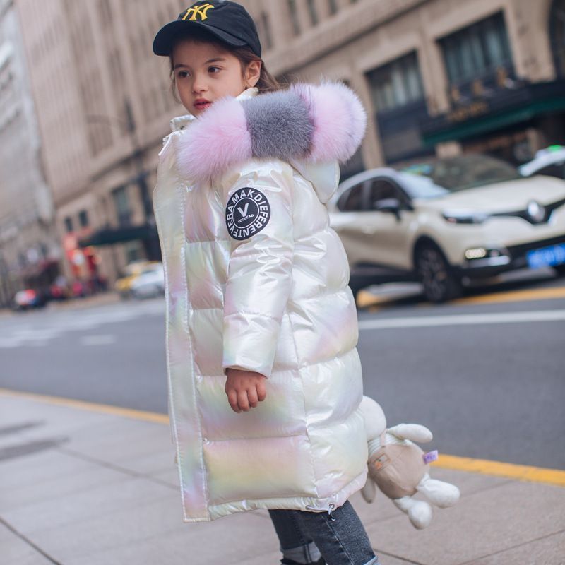 子供服 女の子 ダウンジャケット ロング ラクーンファー付き フード 通学 キッズ服 防寒ermi02