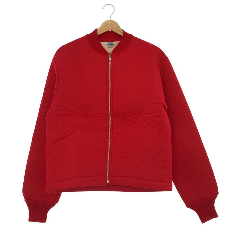 【美品】  VINTAGE / ヴィンテージ古着 | Sears / シアーズ 推定1960s～ TALONジップ 家紋モチーフ 立体 総型押し サーマル切替 ブルゾン | M | レッド | メンズ