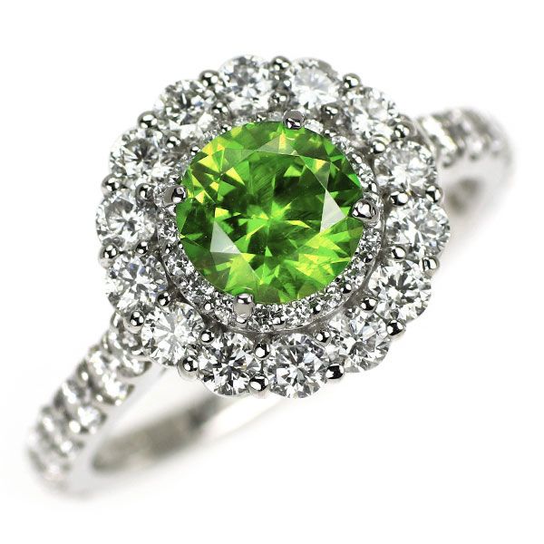 希少 Pt900 デマントイドガーネット ダイヤモンド リング 1.07ct D1.03ct 