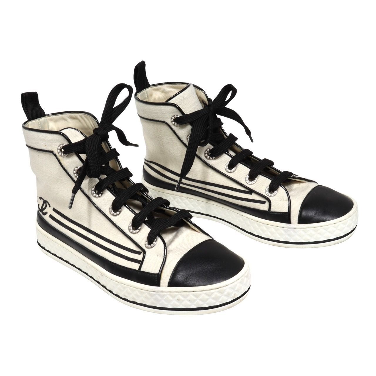 CHANEL シャネル ココマーク ハイカットスニーカー キャンバス ラバー 