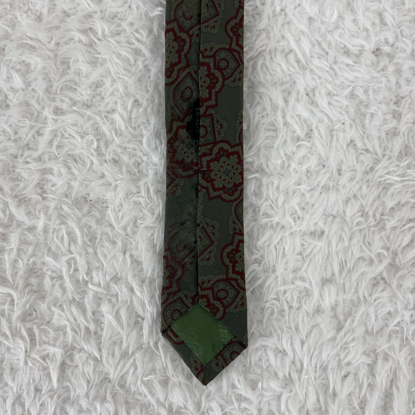 《美品》Christian Dior MONSIEUR (クリスチャン ディオール ムッシュ) ネクタイ 総柄 メダリオン 花 幾何学模様 深緑 赤 紺