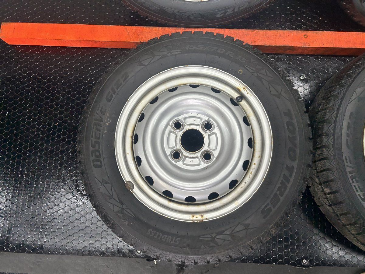 TOYO OBSERVE GIZ2 155 70R13 スタッドレス スチールホイール 13インチ 4J4HPCD100 22年製 バリ溝 エブリィ等 STP032