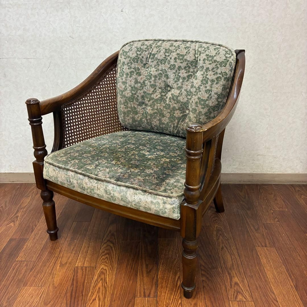 カリモク家具 karimoku コロニアル 1人がけソファー 籐 レトロ