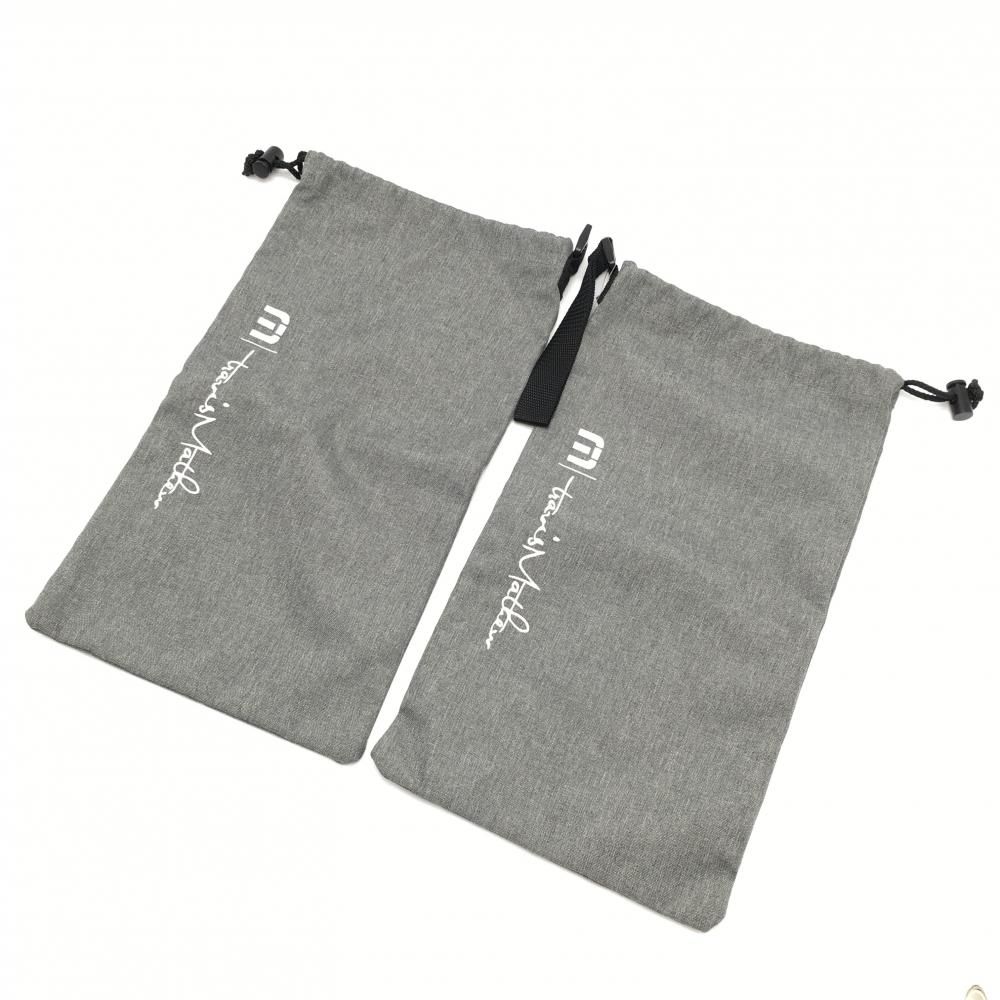 【超美品】トラヴィスマシュー シューズケース 杢グレー×白 セパレート ロゴ刺しゅうゴルフ TravisMathew