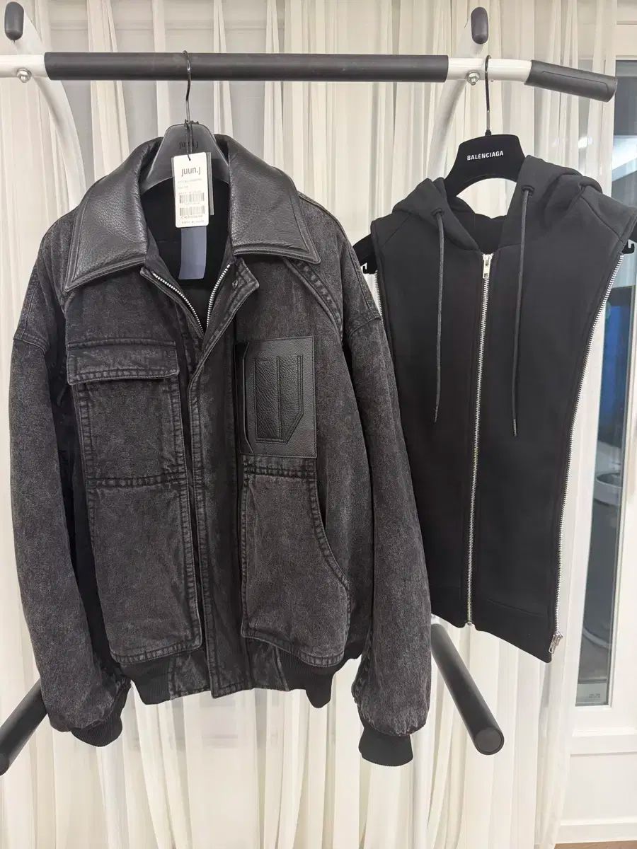 ジュンジェイ ブラックデニム レイヤード MA-1 サイズ46 105サイズ