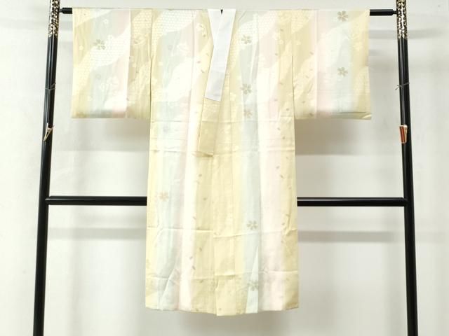 平和屋着物●長襦袢 袷 道長吉祥鈴舞桜地紋 暈し染め 正絹 CAAW8087yc