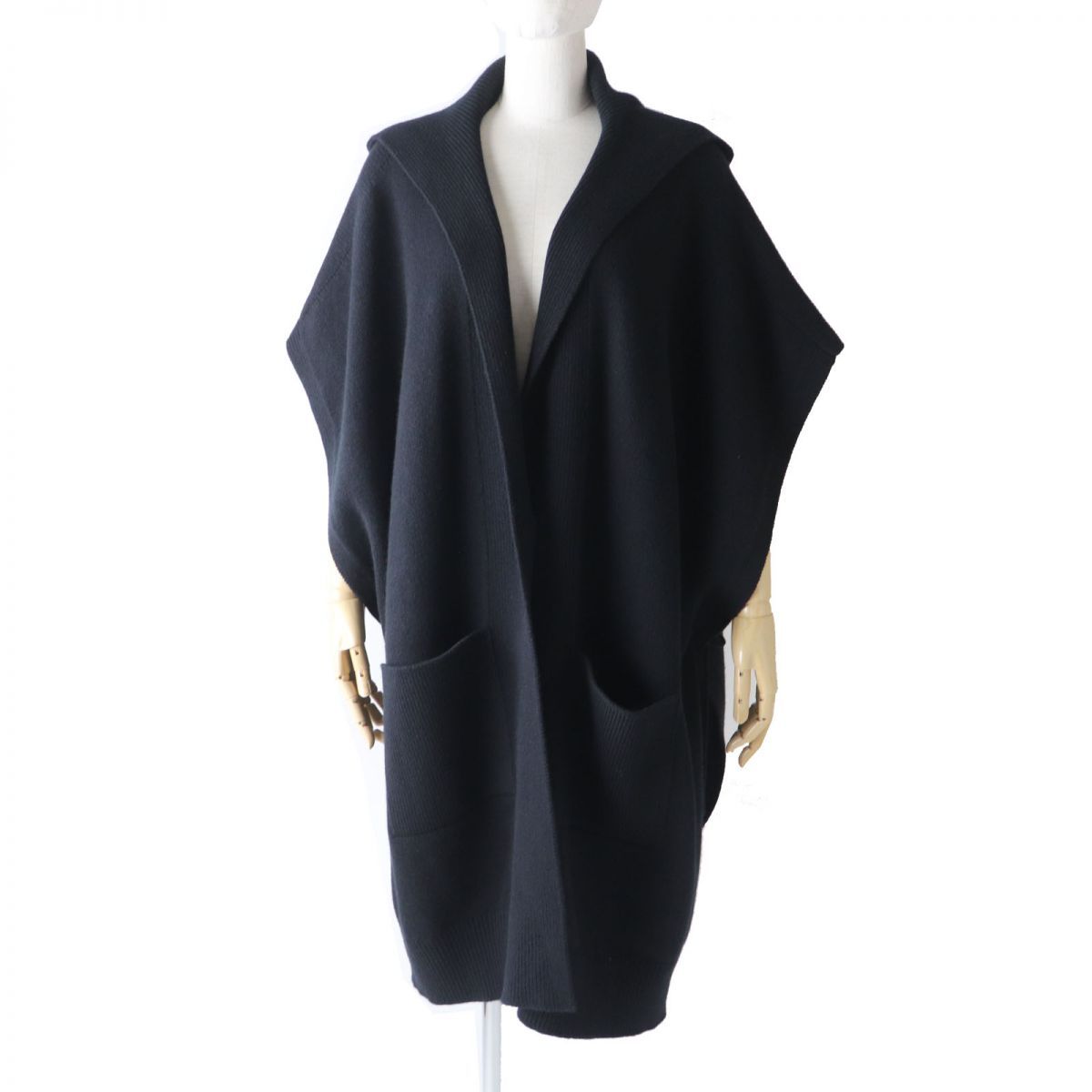 エルメスカシミヤ 100 ポンチョマントコートセリエボタン