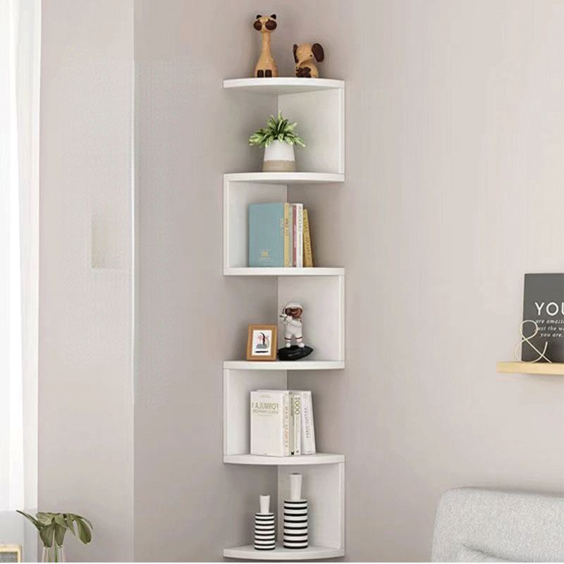壁掛け棚ウォールシェルフ 壁棚傷つけない 壁面収納 飾り棚 収納スペース拡張 収納ラック壁掛け 飾り棚壁 三角コーナーウォールラック 角棚 置物棚 シンプル 機能的 デッドスペース解消 5段 白 MARWIL-DEMENAGEMENTS_CH
