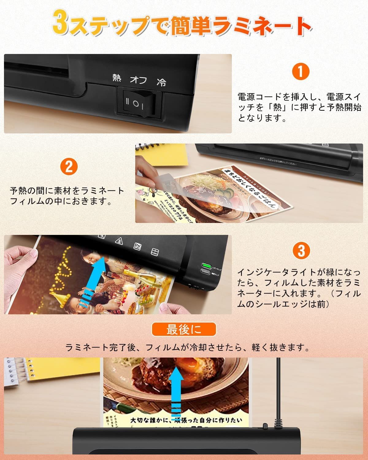 ラミネートフィルム30枚|裁断機|角取り器付き