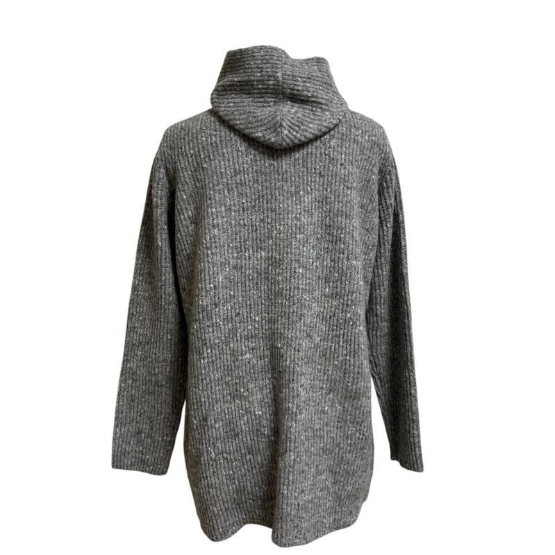 FAVEUR（ファヴール)　カシミヤブレンド　フード付き　ニットカーディガン　グレー　42号 FAVEUR（ファヴール) カシミヤブレンド フード付き ニット