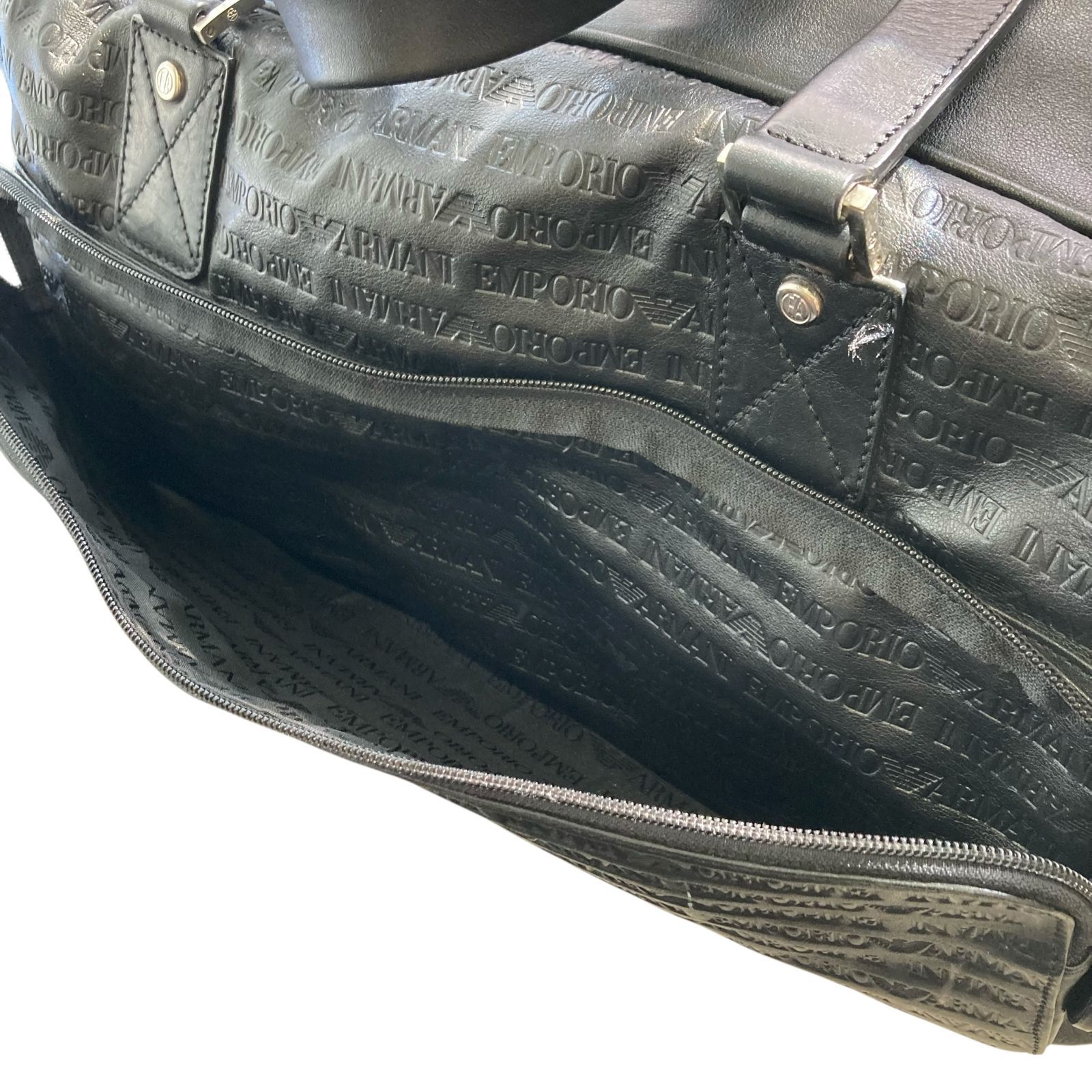 中古○エンポリオアルマーニ○総柄型押しボストンバッグ