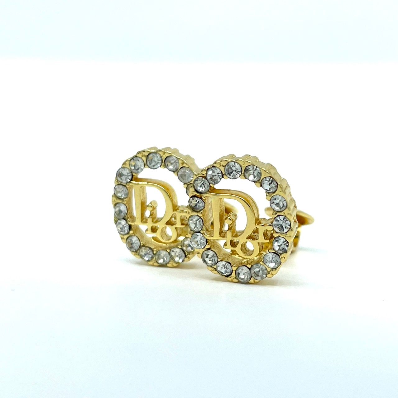 ✨Dior✨ディオール✨オーバル✨ラインストーン✨ゴールド色✨イヤリング✨ Dior クリスチャン ディオール イヤリング ラインストーン