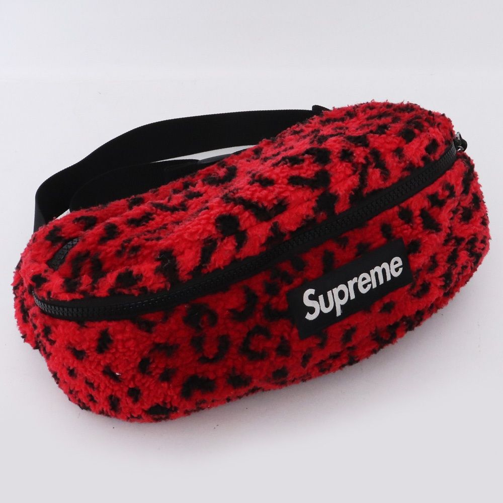 SUPREME Leopard Fleece Waist Bag レッド - メルカリ