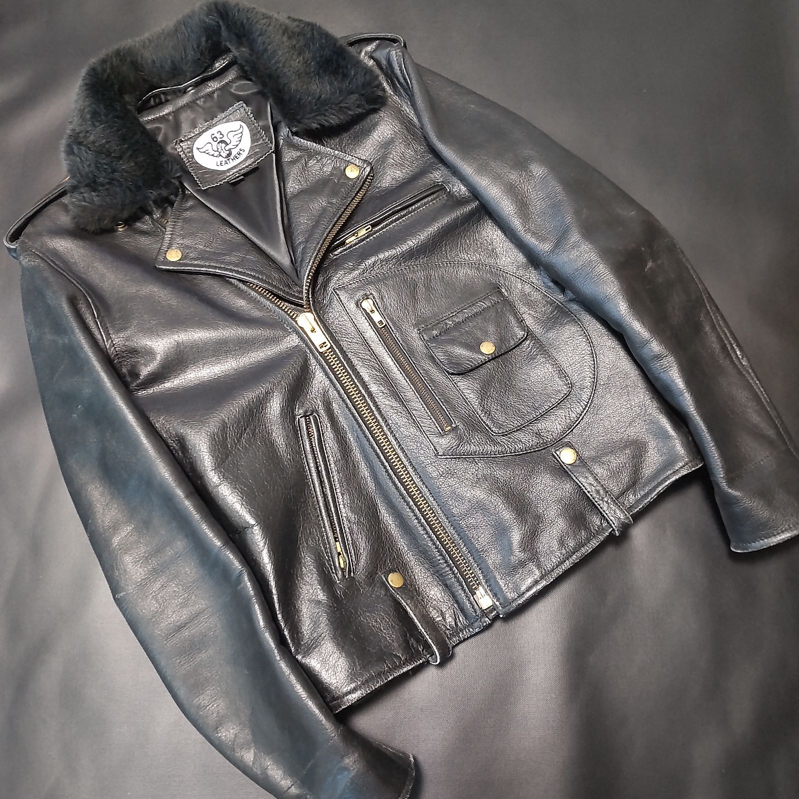 63Leathers ライダースジャケット XS 63Leathers Original Single Riders Jacket
