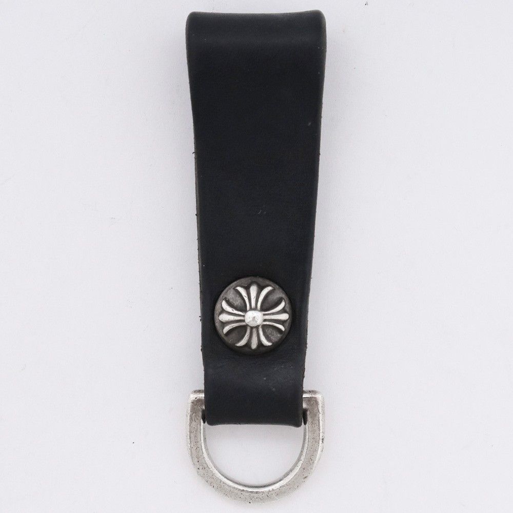 クロムハーツ Dキーリング クロスボタン ブラックレザー クロムハーツ