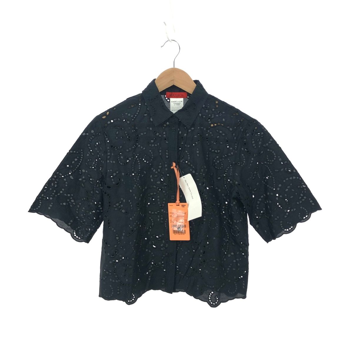 MAX-CO マックス-コー 2025SS 刺繍ブラウス サイズ 42 27-11-12030 ブラック レディース パンチング 240001144667