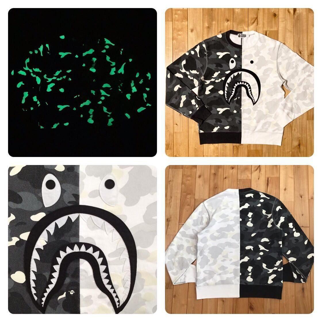 ☆蓄光☆ City camo シャーク 長袖スウェット Lサイズ a bathing ape  