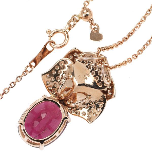 K18PG ルベライト ダイヤモンド ペンダントネックレス 4.24ct D1