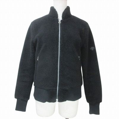 デサント DESCENTE GOLF 21AW ヒートナビ ボアフリース フルジップ ジャケット DGWSJK04 ゴルフウェア ワッペン ワンポイント M 黒 ブラック X