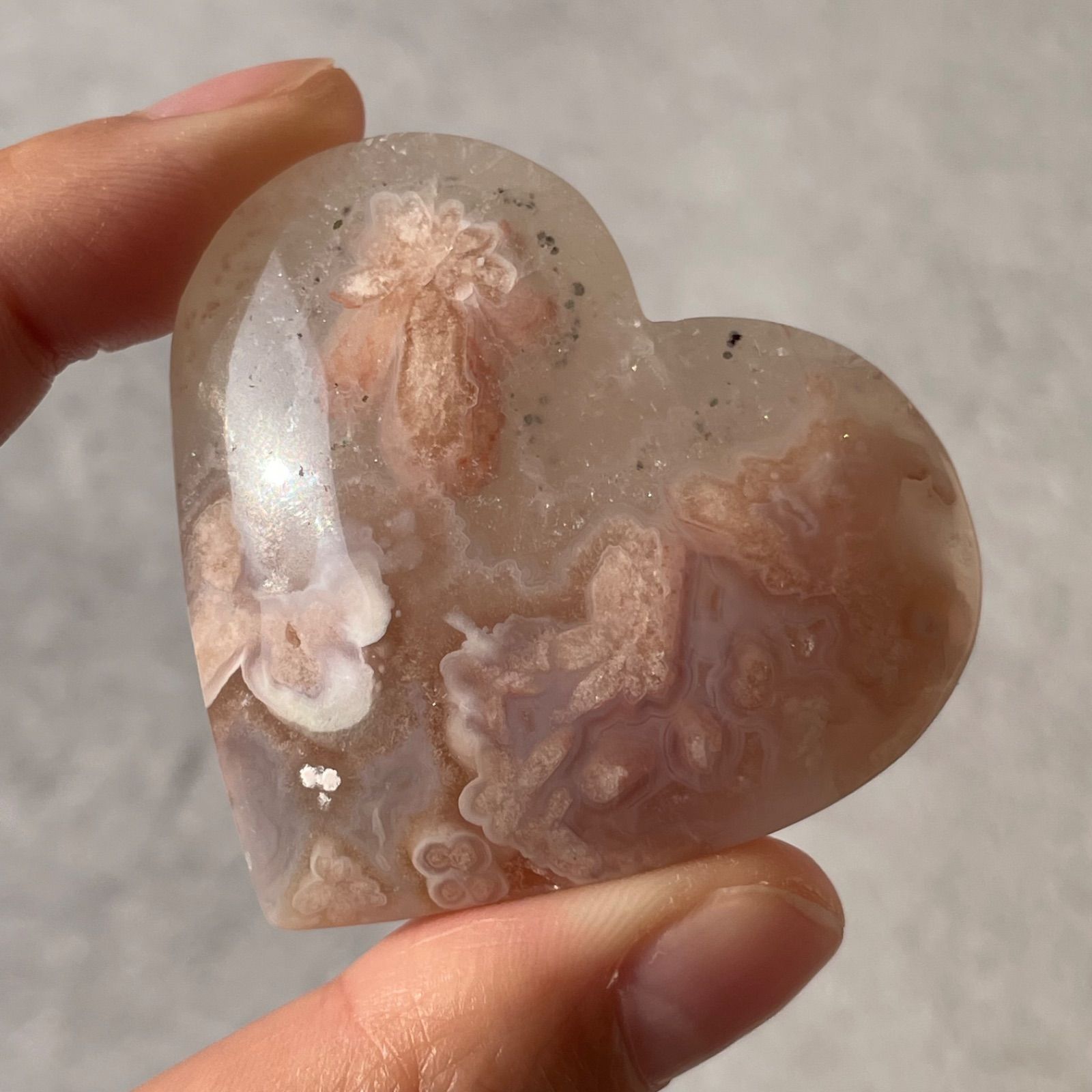Pink Amethyst ピンクアメジスト|Sakura Agate 桜瑪瑙|Heart ハート①|天然石　パワーストーン　gem stone