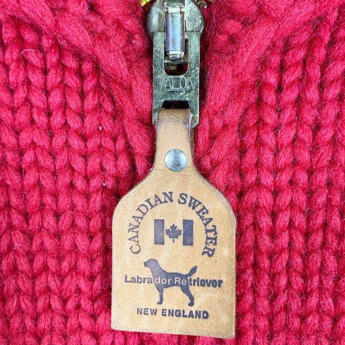 CANADIAN SWEATER カナディアンセーター Labrador Retriever ラブラドールレトリバー別注 カウチンセーター  ジップアップ レッド Size M - メルカリ