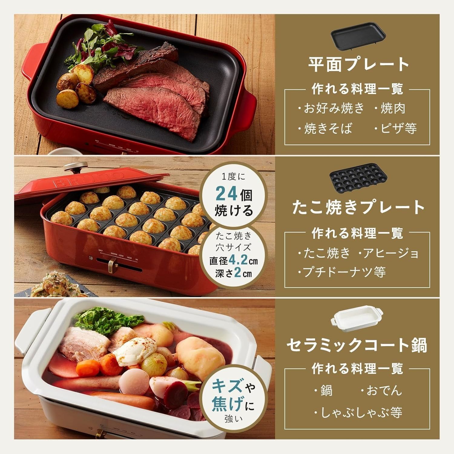 ブルーノ BRUNO コンパクトホットプレート セラミックコートプレート 