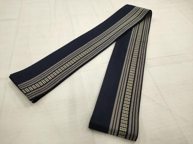 平和屋着物男性　本場筑前博多織　角帯　幾何学間道　正絹　逸品　AAAP9198pf