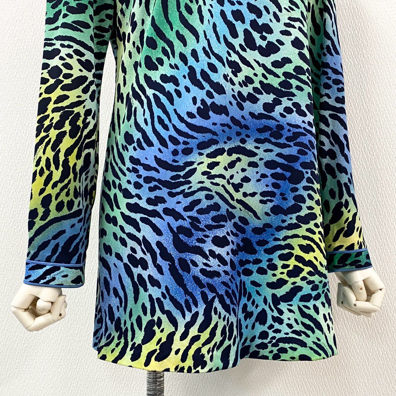 13f7 LEONARD FASHION レオナール カンカン素材 レオパード柄 長袖