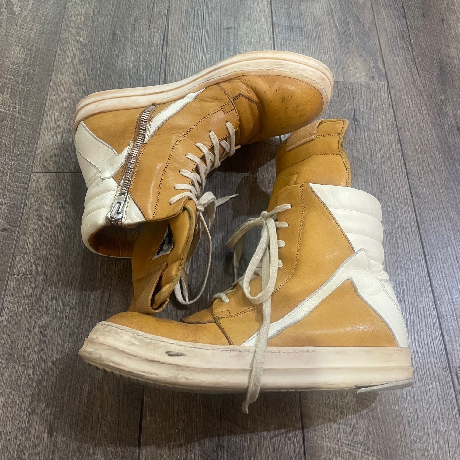 Rick Owens レザー ジオバスケット スニーカー 3435 リックオウエンス