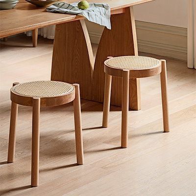 スツール 木製 ラタン スタッキング 重ねる 無垢材 籐 チェア 籐