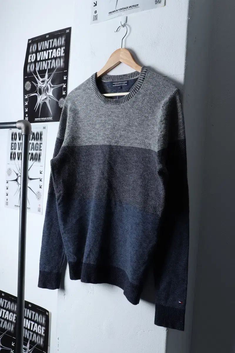 （ XL ） Tommy Hilfiger(トミーヒルフィガー) ニット セーター グレー ウール ベーシックフィット- 11570