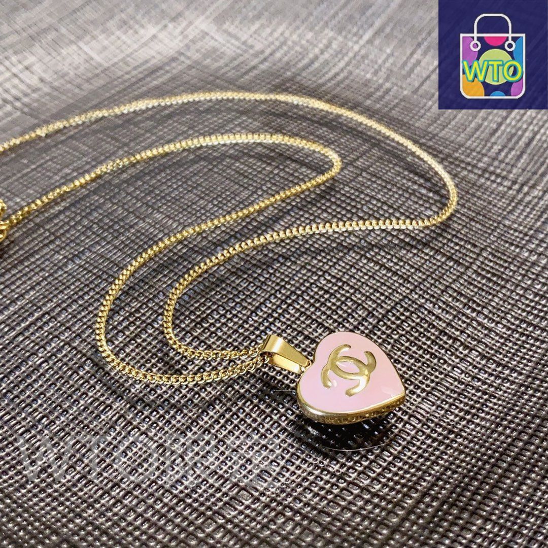 明日着 限定 ピンクハート&パールCC♪ パールネックレス CHANEL CHANEL シャネル ハートパールネックレス ピンク アクセサリー